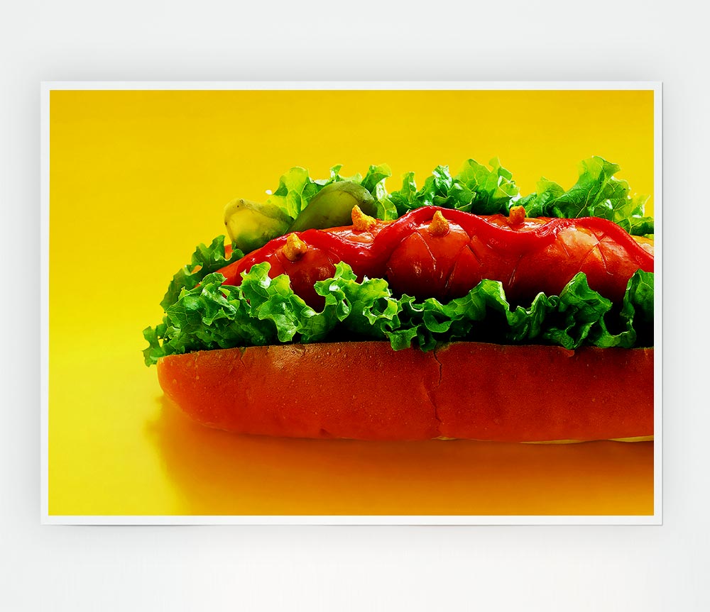 Hot Dog With Everything Print Poster Wall Art