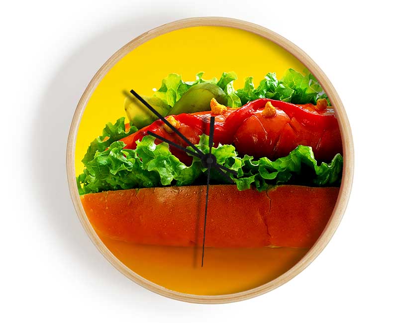 Hot Dog With Everything Clock - Wallart-Direct UK