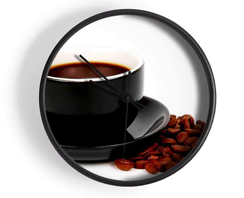 Black Coffee With Beans Clock - Wallart-Direct UK