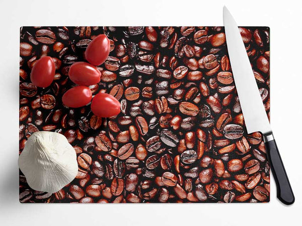 Just Coffee Beans Glass Chopping Board