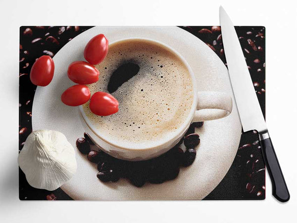 Black Coffee Froth Glass Chopping Board