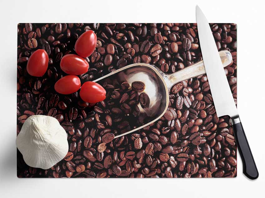 Coffee Bean Scoop Glass Chopping Board