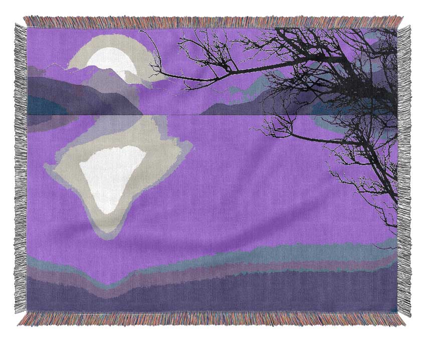 Calm Lilac Lake Woven Blanket