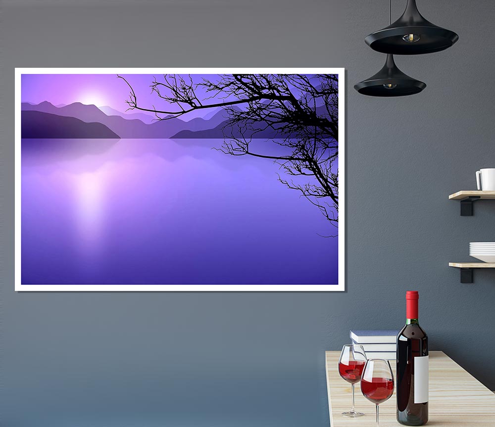 Calm Lilac Lake Print Poster Wall Art