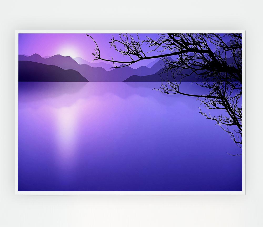 Calm Lilac Lake Print Poster Wall Art