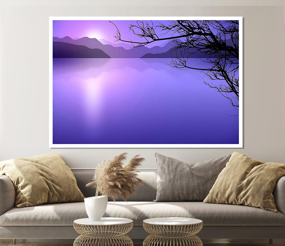 Calm Lilac Lake Print Poster Wall Art