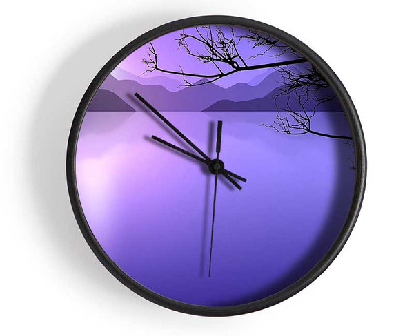 Calm Lilac Lake Clock - Wallart-Direct UK