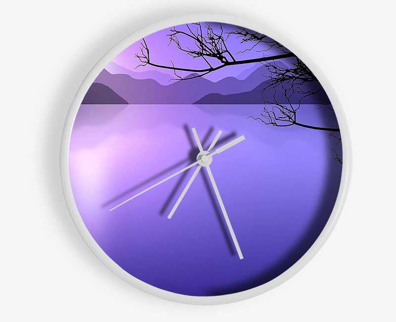 Calm Lilac Lake Clock - Wallart-Direct UK