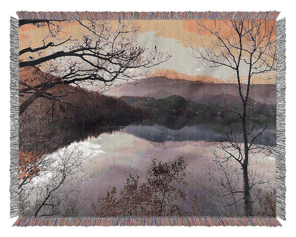 Bare Forest In Autumn Woven Blanket