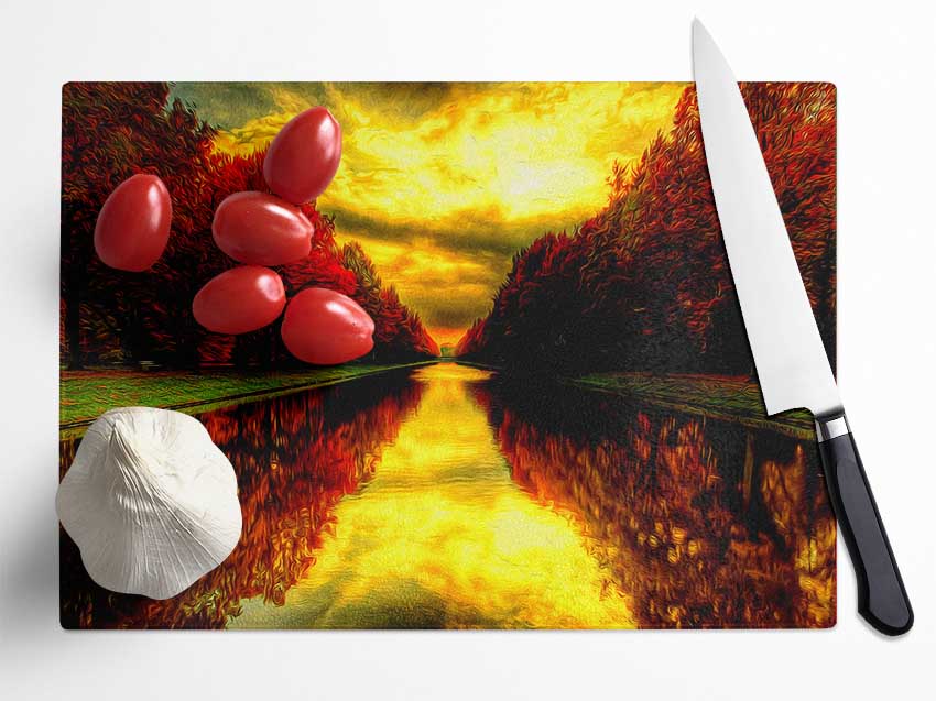 Fall Reflections Glass Chopping Board