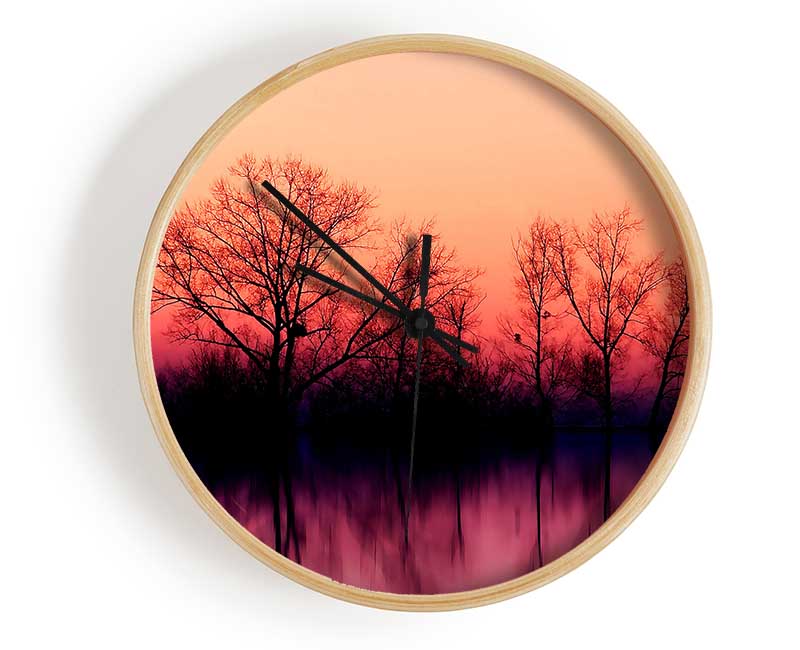 Trees At Dusk Clock - Wallart-Direct UK