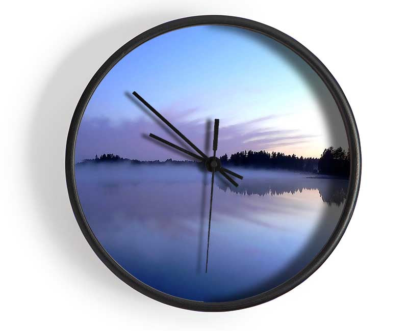 Tranquil Blue Morning Lake Clock - Wallart-Direct UK