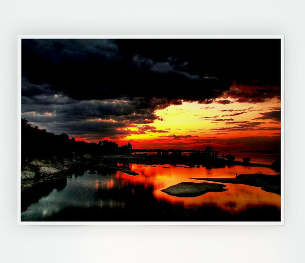 Fire Sky Print Poster Wall Art