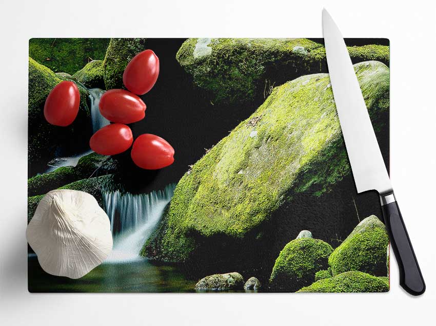 Moss Rocks Glass Chopping Board