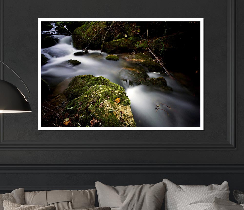 Forest Mist Creek Print Poster Wall Art