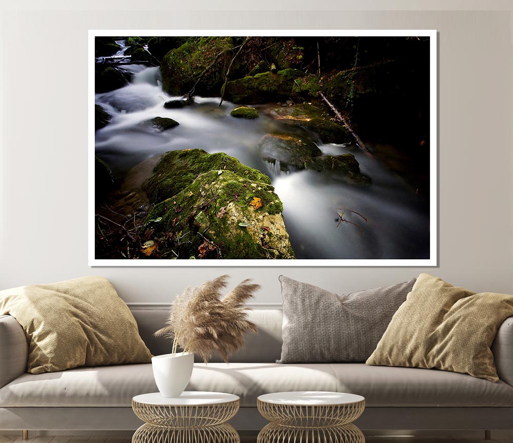 Forest Mist Creek Print Poster Wall Art