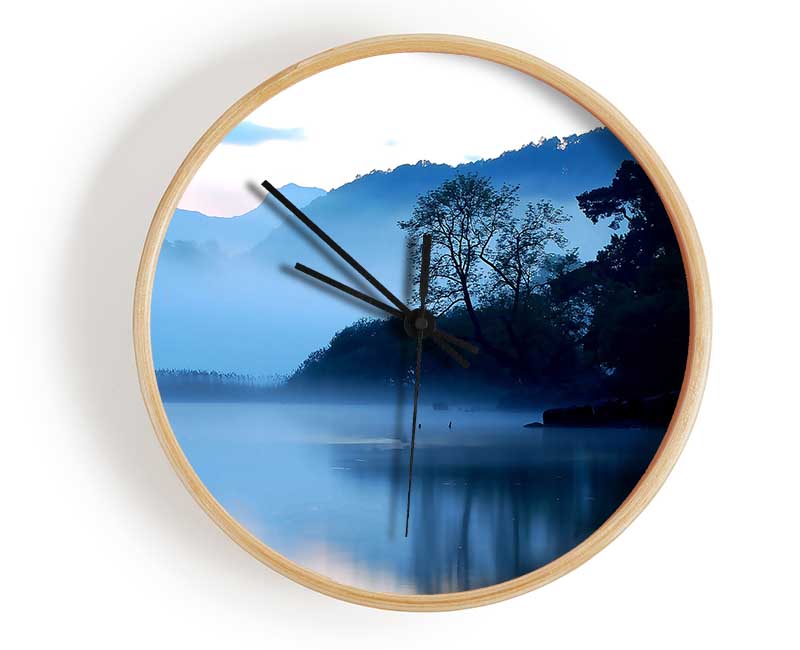 Early Morning Blue Lake Clock - Wallart-Direct UK