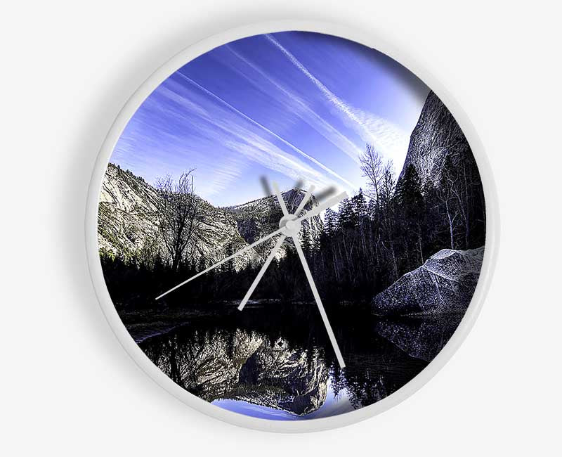 Mountain Lake Reflections Clock - Wallart-Direct UK