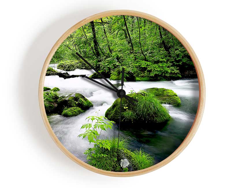 Green Forest Stream Clock - Wallart-Direct UK