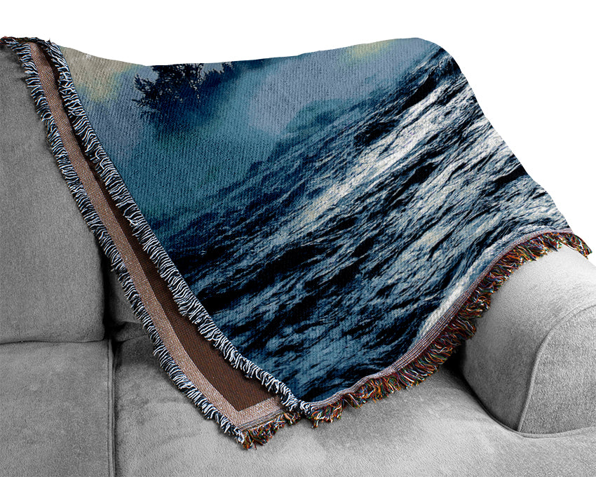 Winter Mountain Creek Woven Blanket