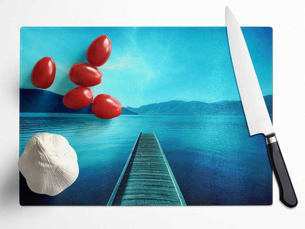 Blue Lake Dock Glass Chopping Board