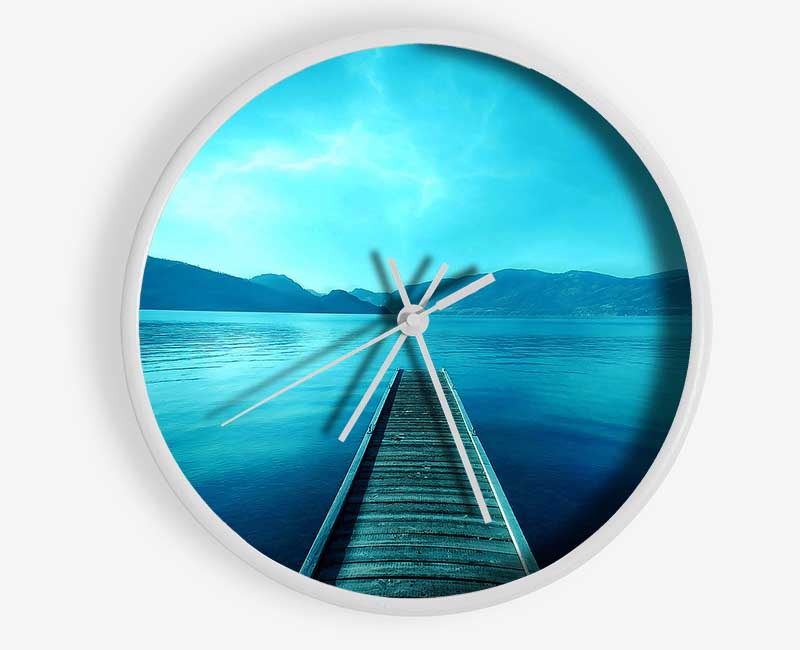 Blue Lake Dock Clock - Wallart-Direct UK