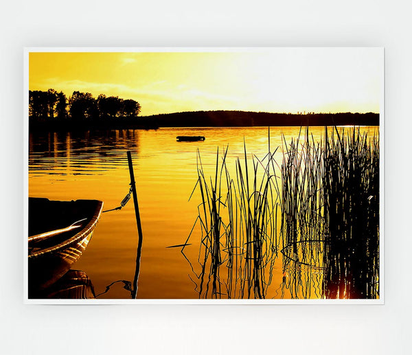 Golden Sunset Print Poster Wall Art