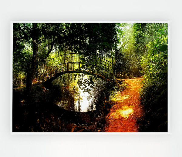 Arched Bridge Reflections Print Poster Wall Art