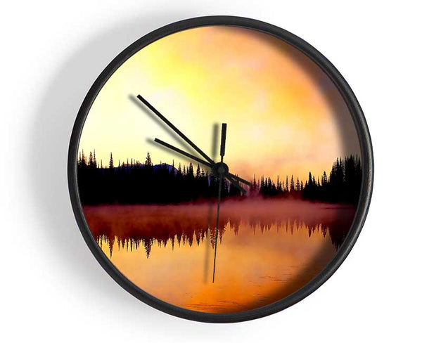 Lake Fog Tree Reflection Clock - Wallart-Direct UK