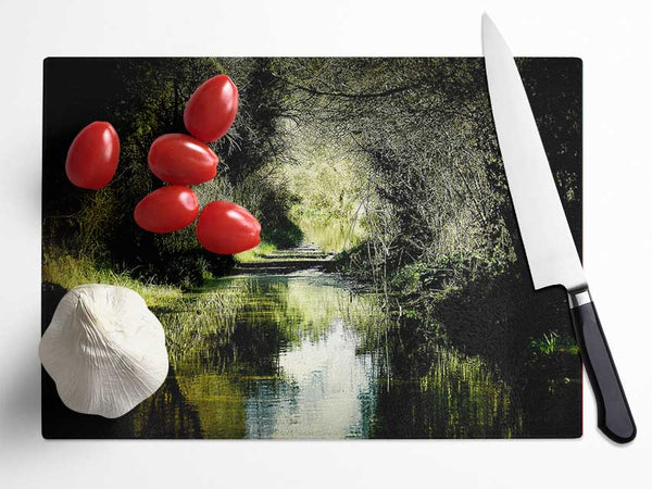 Forest Waterway Glass Chopping Board