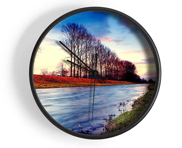 Countryside Stream At Sunset Clock - Wallart-Direct UK