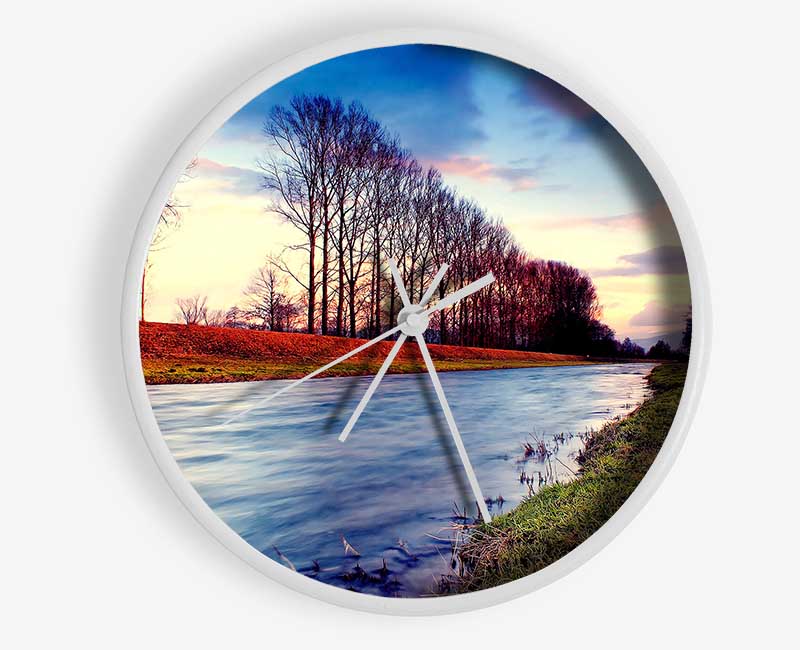 Countryside Stream At Sunset Clock - Wallart-Direct UK