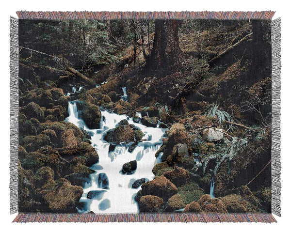 Forest Stream Movement Woven Blanket