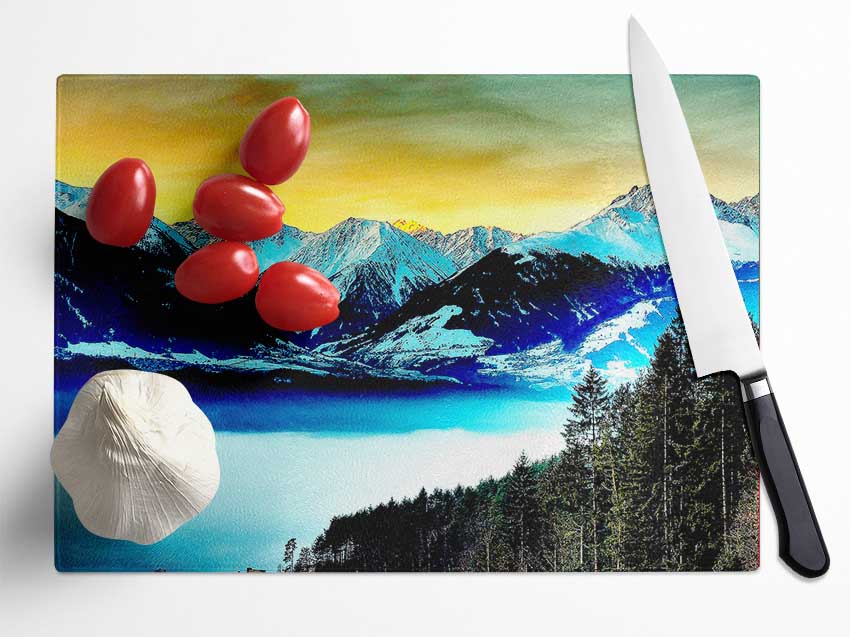 Snowy Mountains And Fog Filled Valley Glass Chopping Board