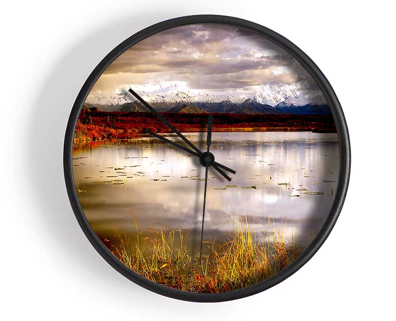 Lake Autumn Clouds Clock - Wallart-Direct UK