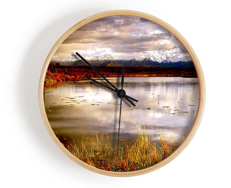 Lake Autumn Clouds Clock - Wallart-Direct UK