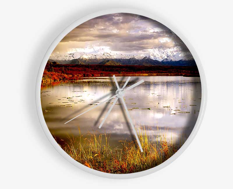 Lake Autumn Clouds Clock - Wallart-Direct UK