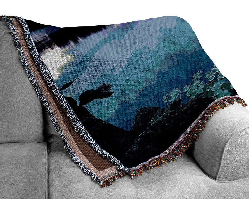 Calm Dusk Water Lily pads Woven Blanket