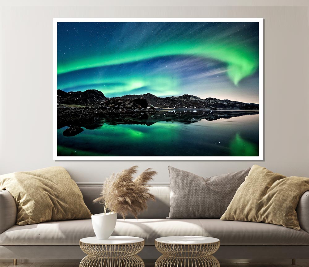 Aurora Green Skies Print Poster Wall Art