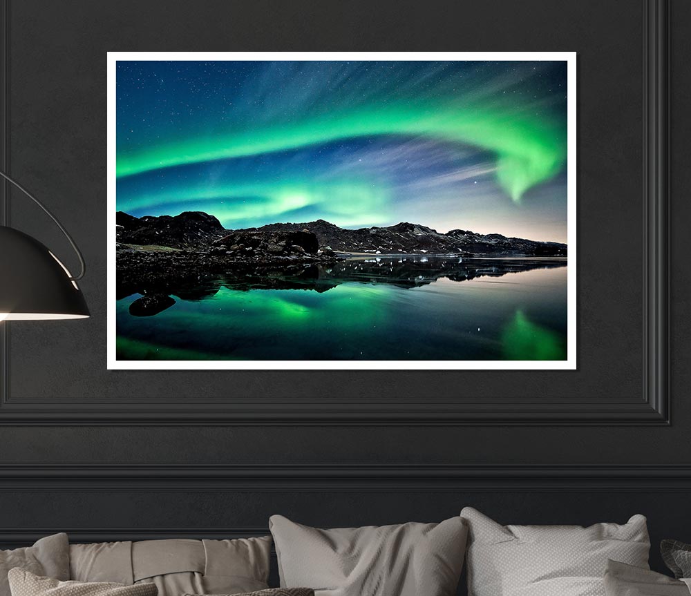 Aurora Green Skies Print Poster Wall Art