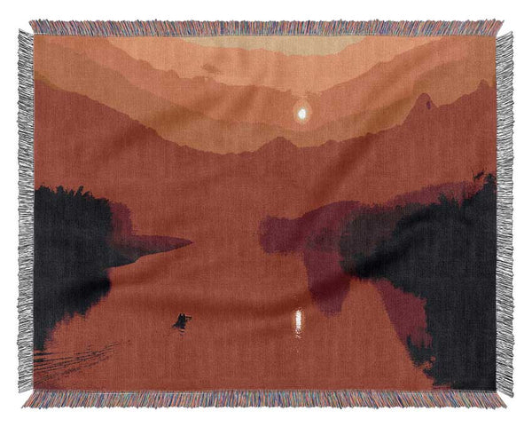 Red Paradise Lake Woven Blanket