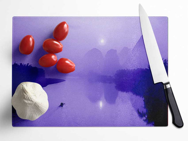 Purple Paradise Lake Glass Chopping Board