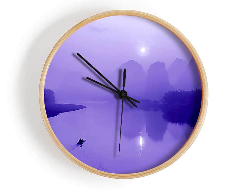 Purple Paradise Lake Clock - Wallart-Direct UK