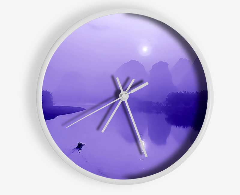 Purple Paradise Lake Clock - Wallart-Direct UK