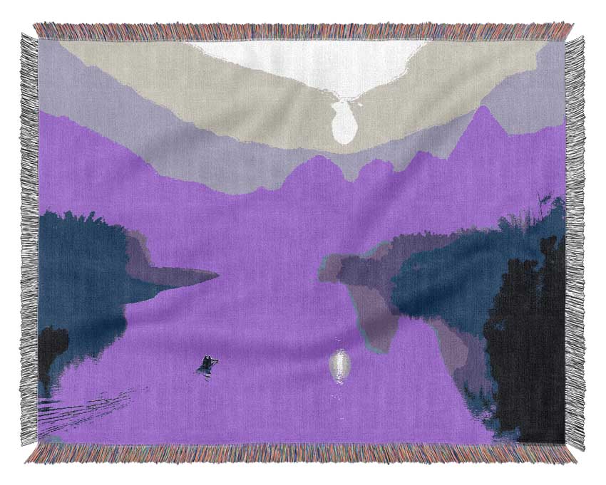 Purple Paradise Lake Woven Blanket