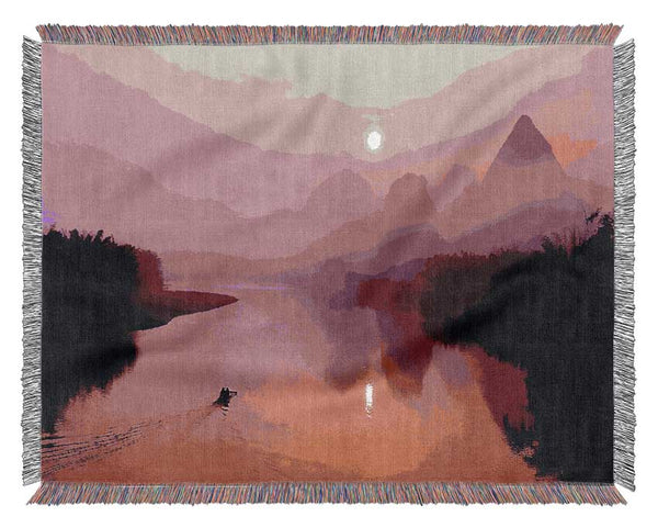 Pink Paradise Lake Woven Blanket