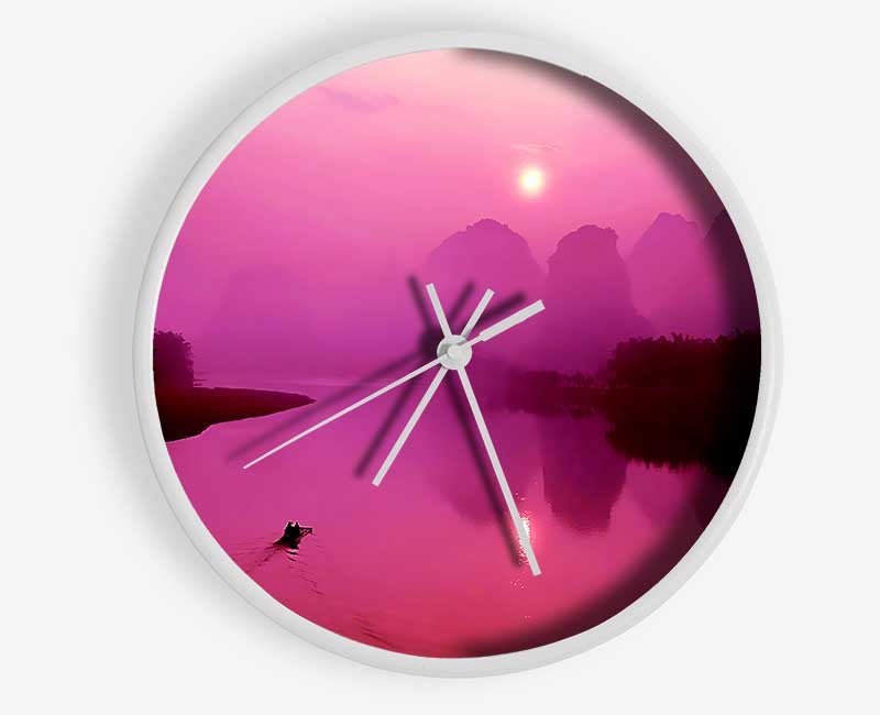 Pink Paradise Lake Clock - Wallart-Direct UK