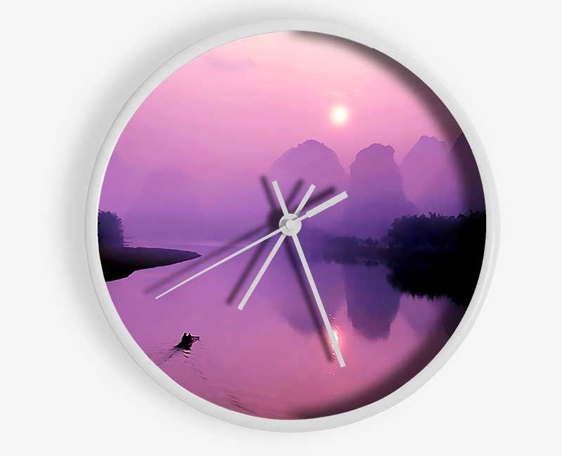 Pink Blue Paradise Lake Clock - Wallart-Direct UK