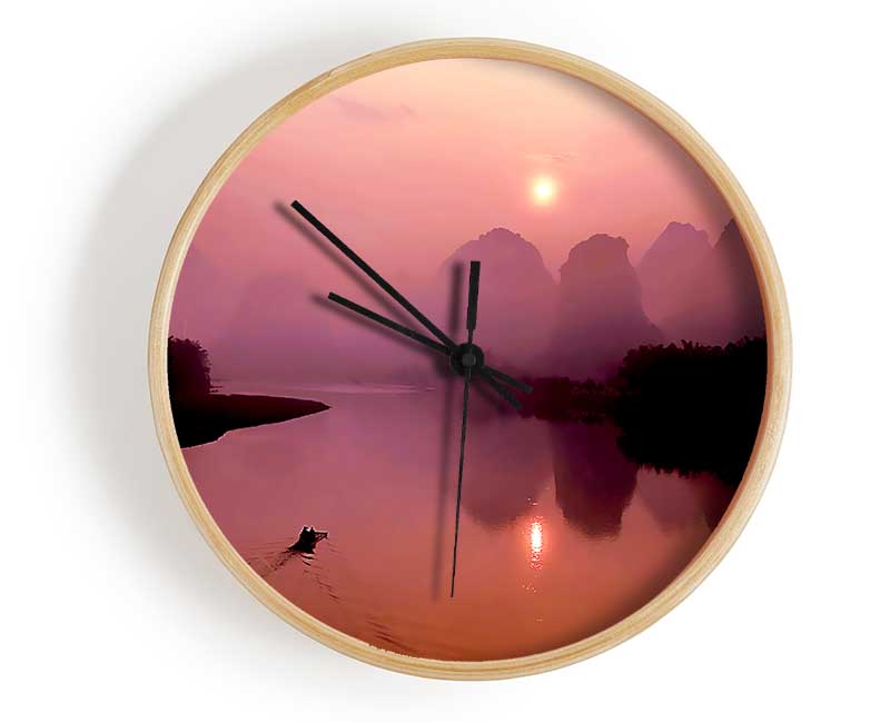 Peach Paradise Lake Clock - Wallart-Direct UK