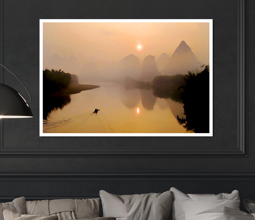 Calm Paradise Lake Print Poster Wall Art